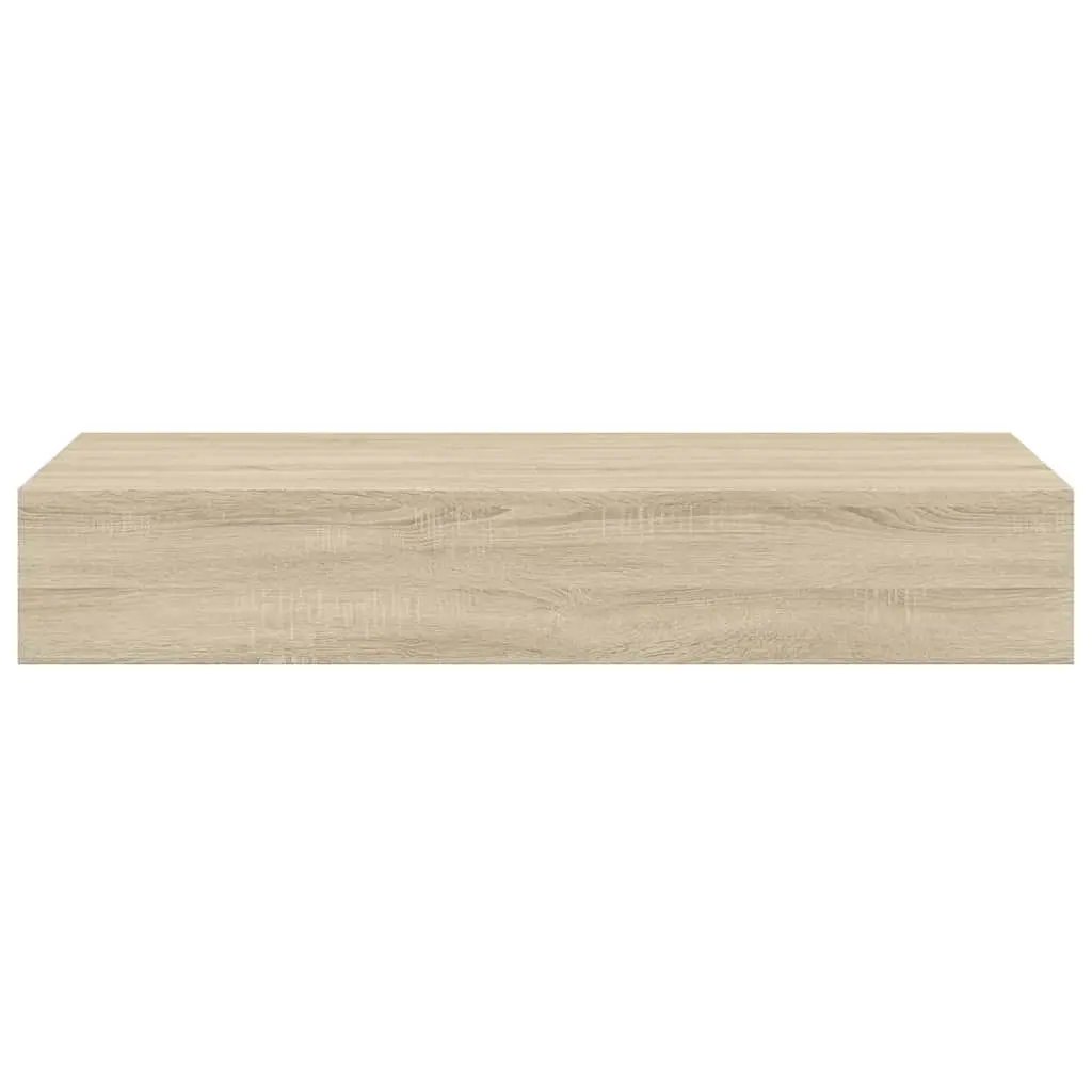 Floating Storage Organizer Shelves Wall-mounted Oak Brown MDF 60x23.5x10cm Set of 2