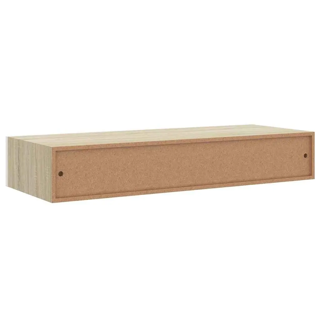 Wall Drawer Shelves MDF Floating Storage 60x23.5x10cm Oak White 2 Piece