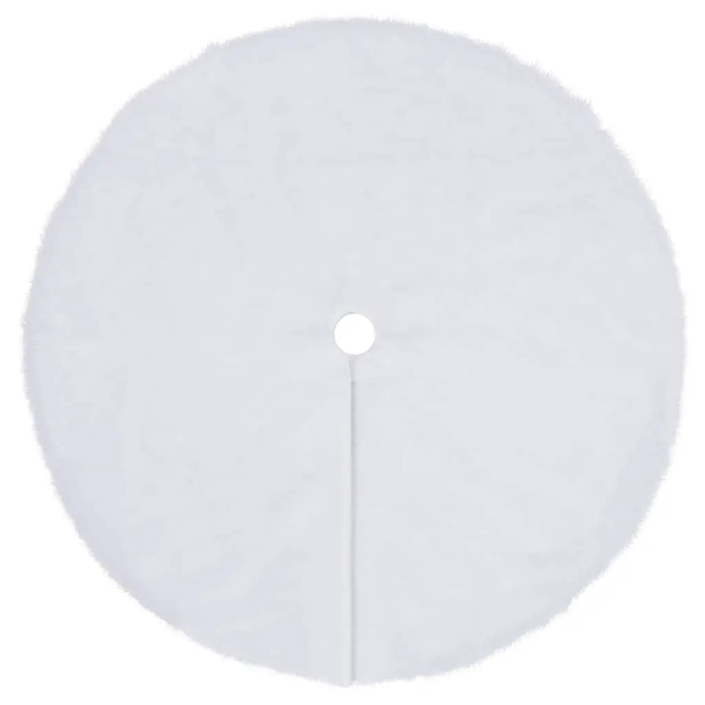 Christmas Tree Skirt Faux Fur 122cm White Base Cover Decoration