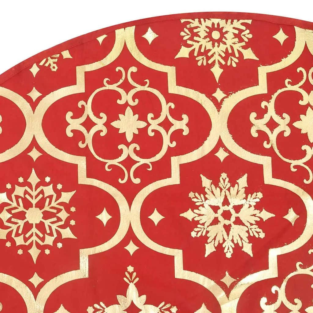 Christmas Tree Skirt Red 122cm Fabric with Matching Sock Luxury Holiday Decor