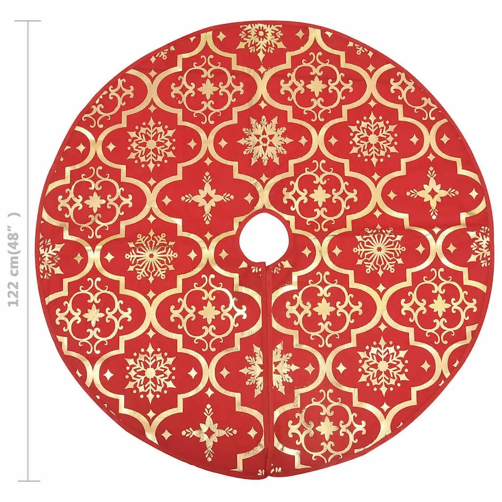 Christmas Tree Skirt Red 122cm Fabric with Matching Sock Luxury Holiday Decor