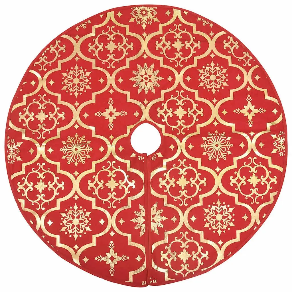 Christmas Tree Skirt with Matching Sock Snow Pattern 150cm Red Seasonal Holiday Decor