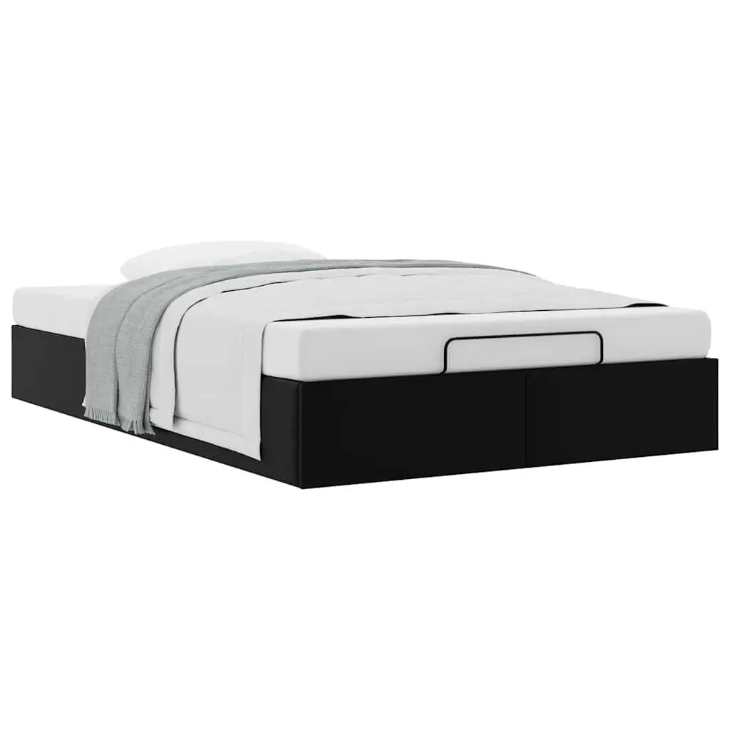 Ottoman Storage Bed Frame Faux Leather King Single Black Hydraulic Lift Mechanism