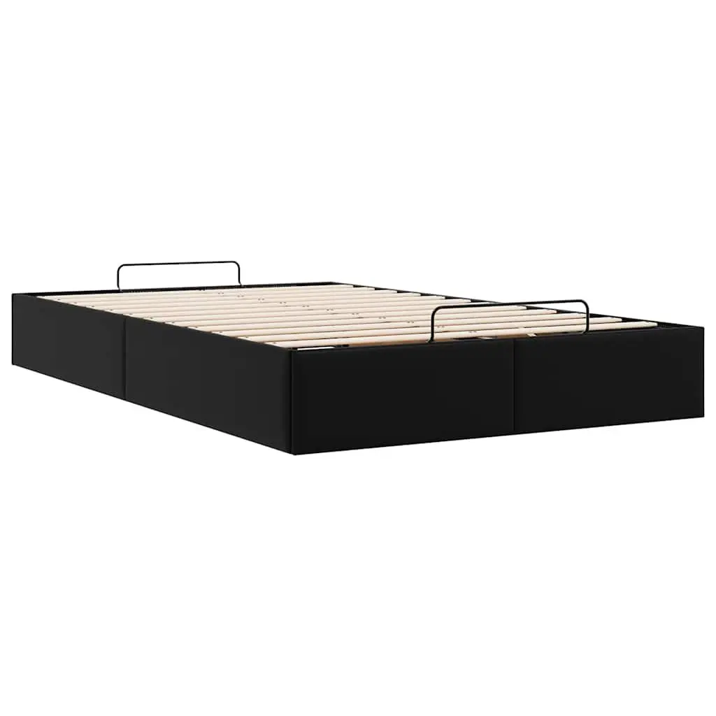 Ottoman Storage Bed Frame Faux Leather King Single Black Hydraulic Lift Mechanism