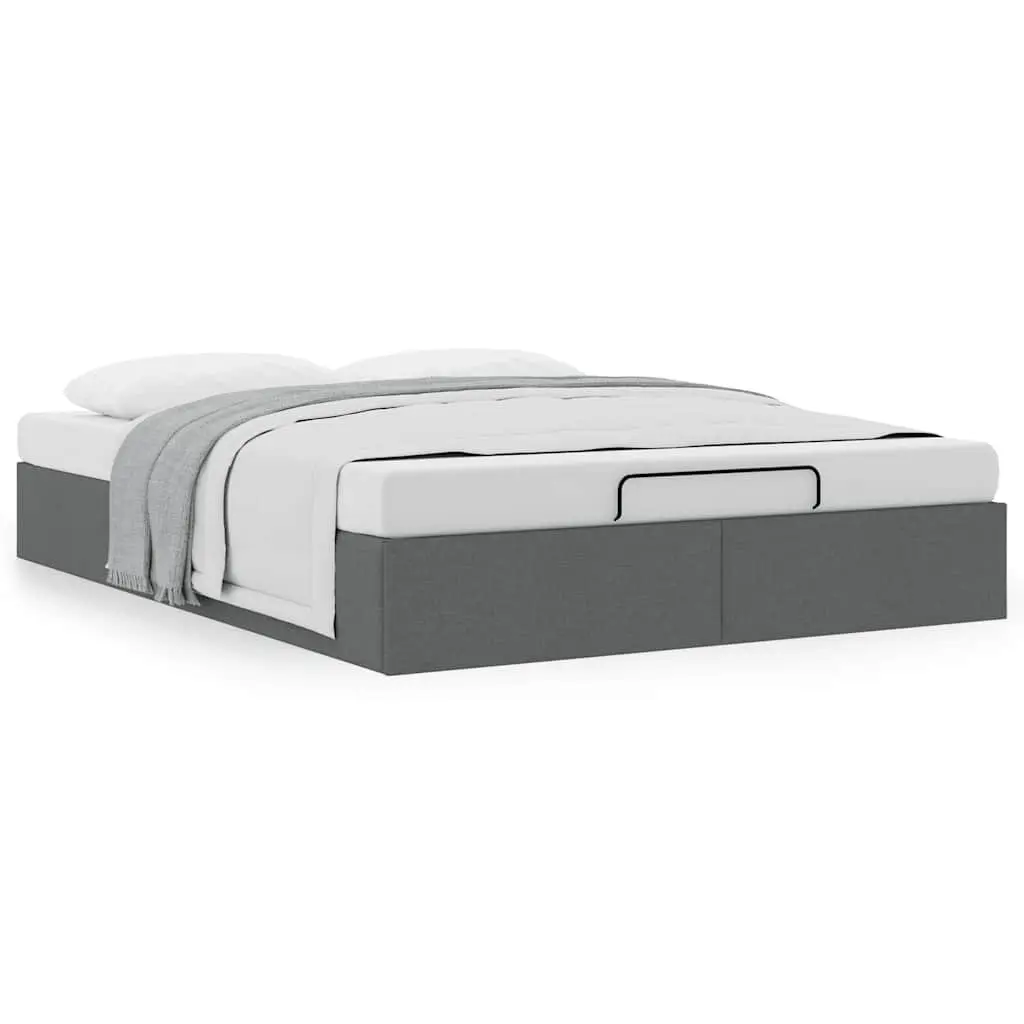 Ottoman Storage Bed Frame Double Grey Fabric Lift Mechanism Bedroom Furniture
