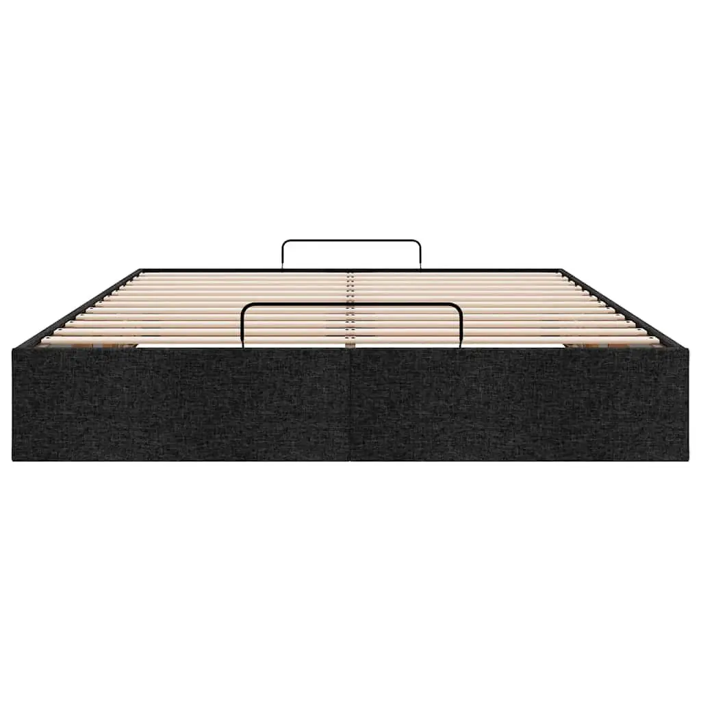 Ottoman Storage Bed Frame Double Polyester Fabric Black Lift-Up Mechanism