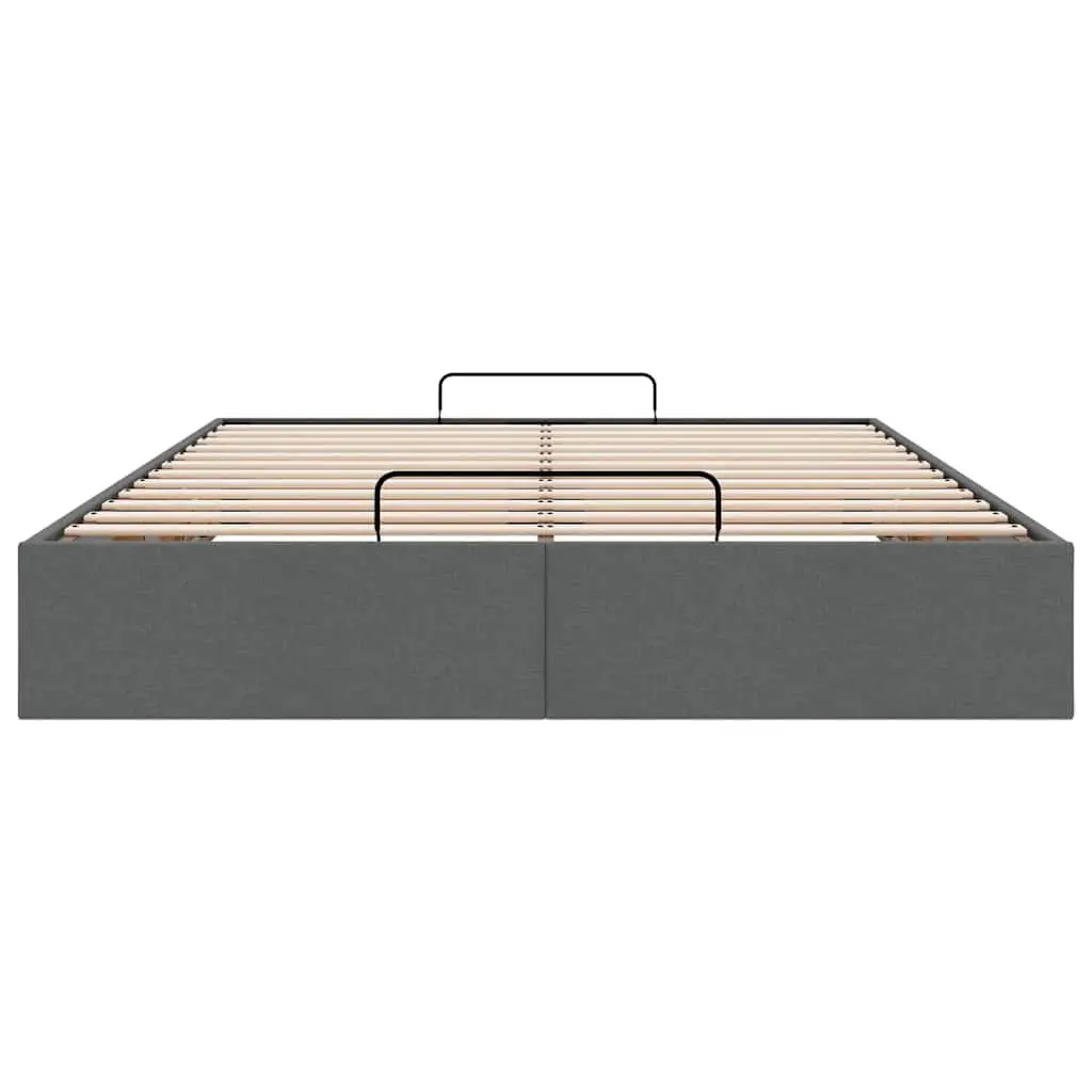 Queen Ottoman Storage Bed Frame Grey Fabric Lift-Up Base Bedroom Furniture