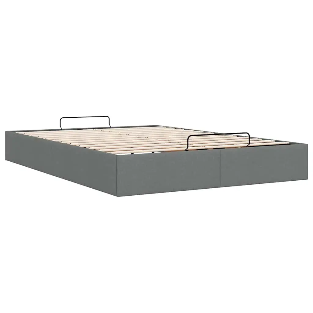Queen Ottoman Storage Bed Frame Grey Fabric Lift-Up Base Bedroom Furniture
