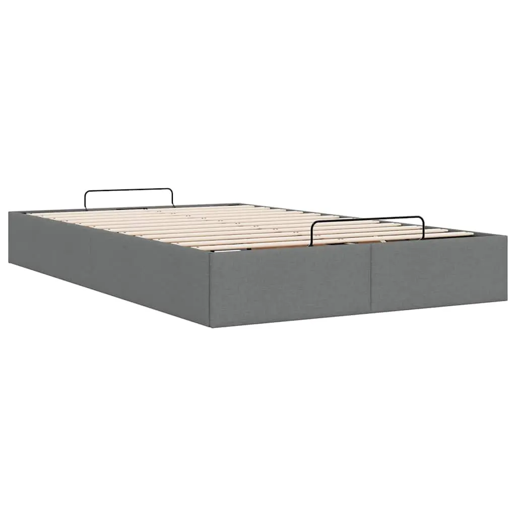 King Single Ottoman Bed Frame with Hydraulic Lift Grey Polyester Fabric and Under Bed Storage