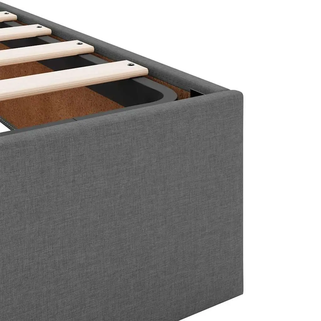 King Single Ottoman Bed Frame with Hydraulic Lift Grey Polyester Fabric and Under Bed Storage
