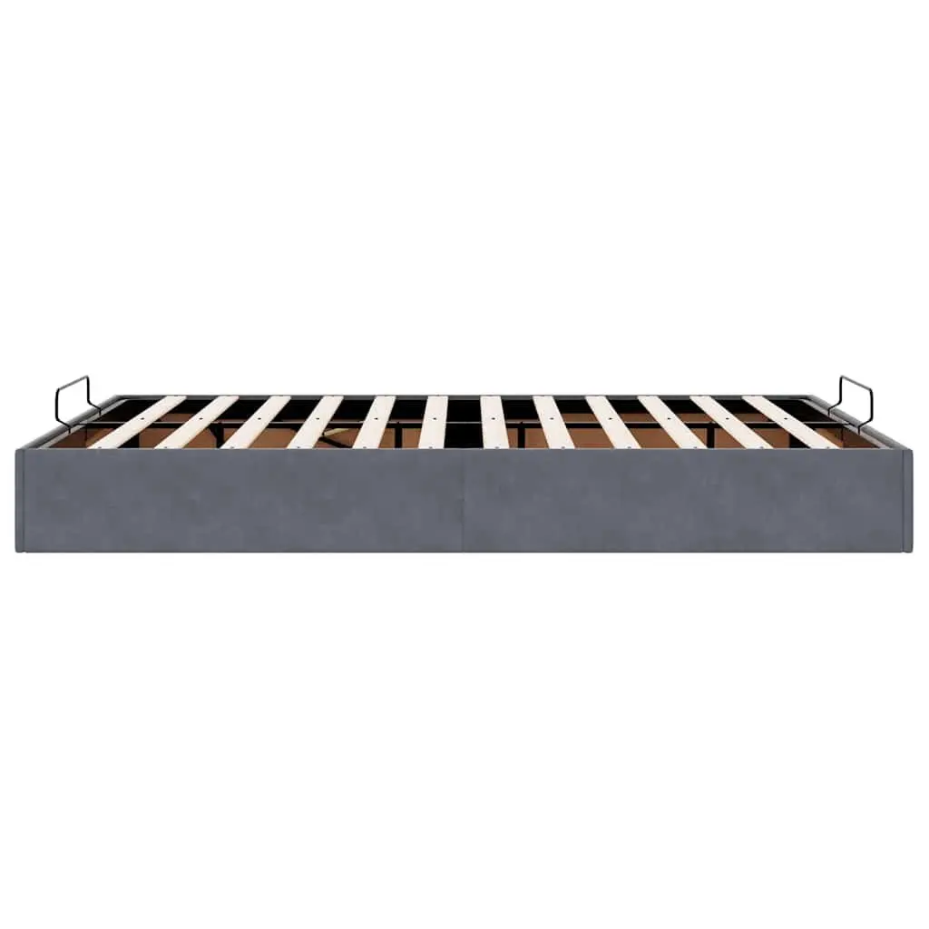 Double Size Ottoman Bed Frame Velvet Dark Grey Hydraulic Lift with Storage