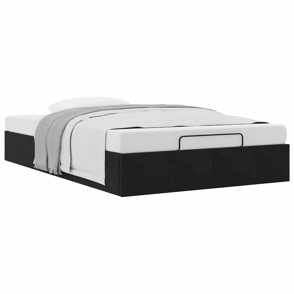 Black Velvet Ottoman Bed Frame for Small Spaces
