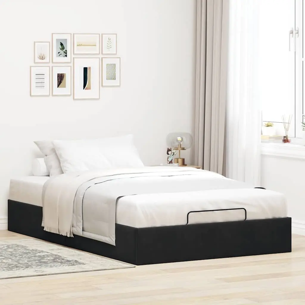 Black Velvet Ottoman Bed Frame for Small Spaces