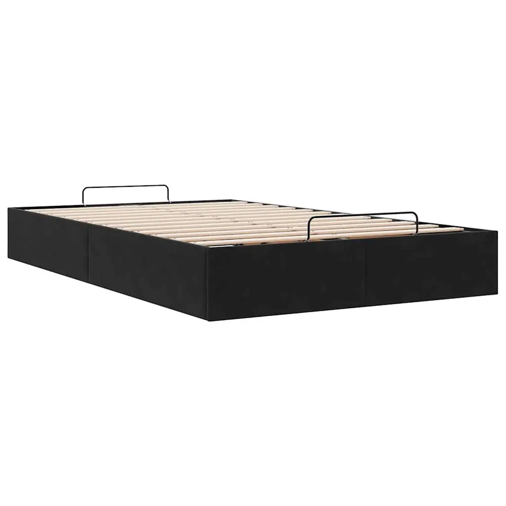 Black Velvet Ottoman Bed Frame for Small Spaces