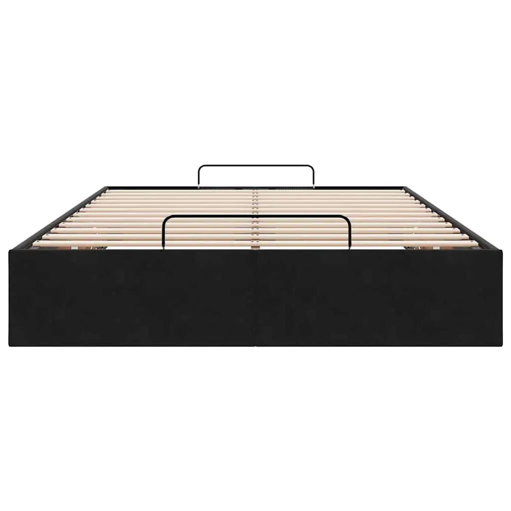 Black Velvet Ottoman Bed Frame for Small Spaces
