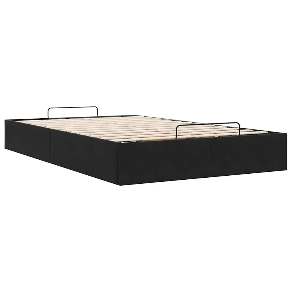 Black Velvet Ottoman Bed Frame for Small Spaces