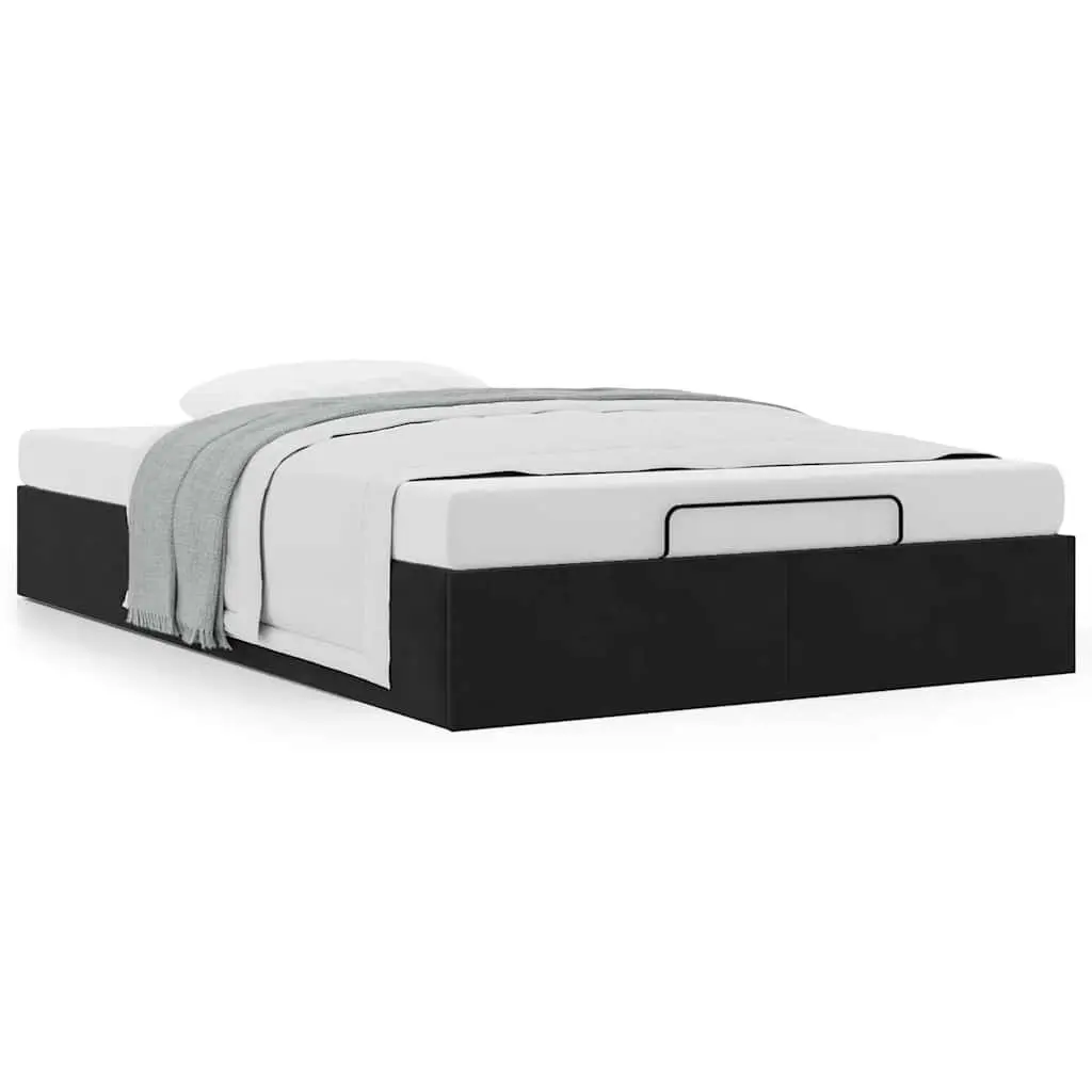 Black Velvet Ottoman Bed Frame for Small Spaces
