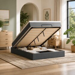 Functional Grey Queen Ottoman Bed for Practical Living