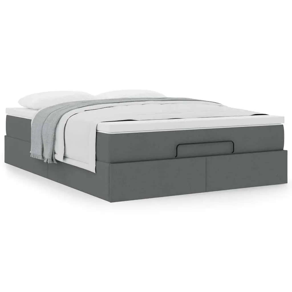 Ottoman Bed Queen with Pocket Spring Mattress Grey Fabric Storage Lift Base