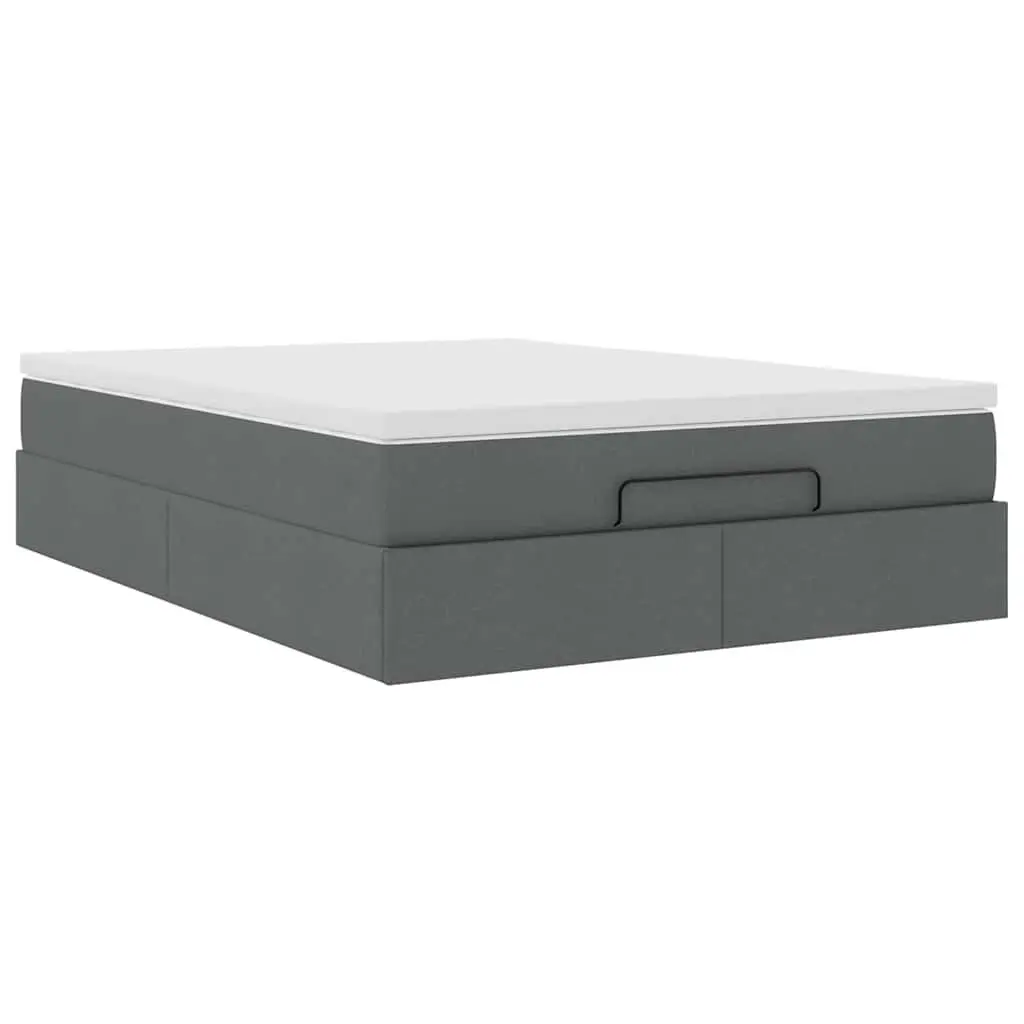 Ottoman Bed Queen with Pocket Spring Mattress Grey Fabric Storage Lift Base