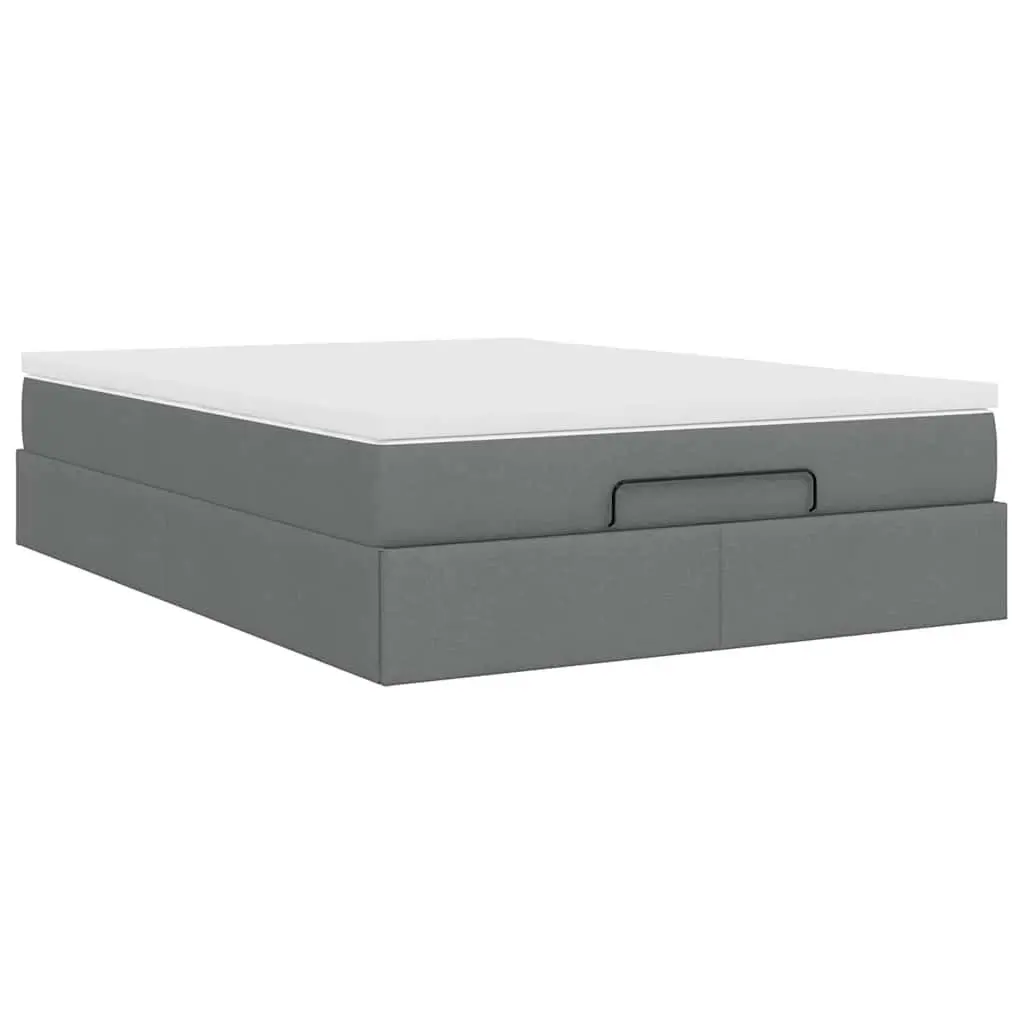 Ottoman Bed Queen with Pocket Spring Mattress Grey Fabric Storage Lift Base