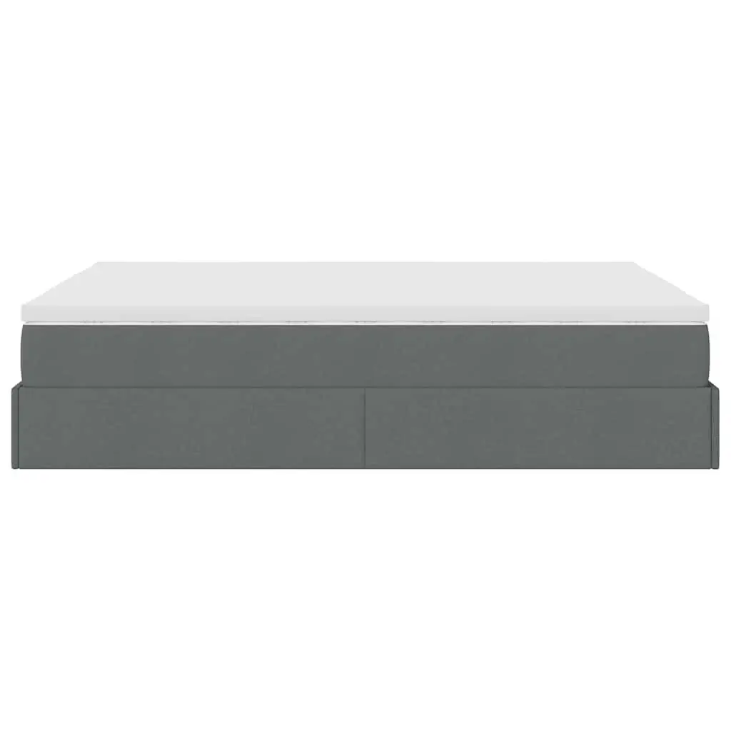 Ottoman Bed Queen with Pocket Spring Mattress Grey Fabric Storage Lift Base