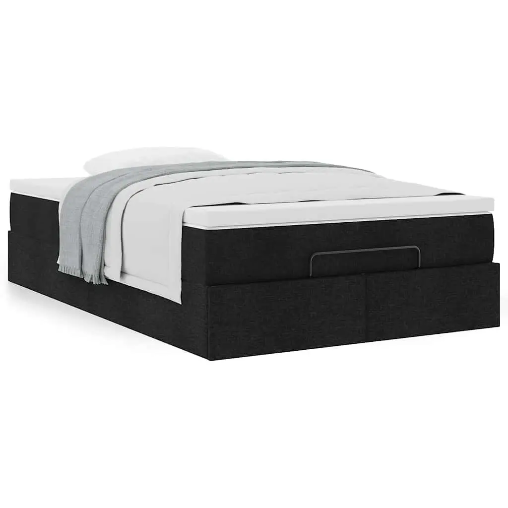 Ottoman Bed Fabric King Single Black Storage Lift Up Frame with Pocket Spring