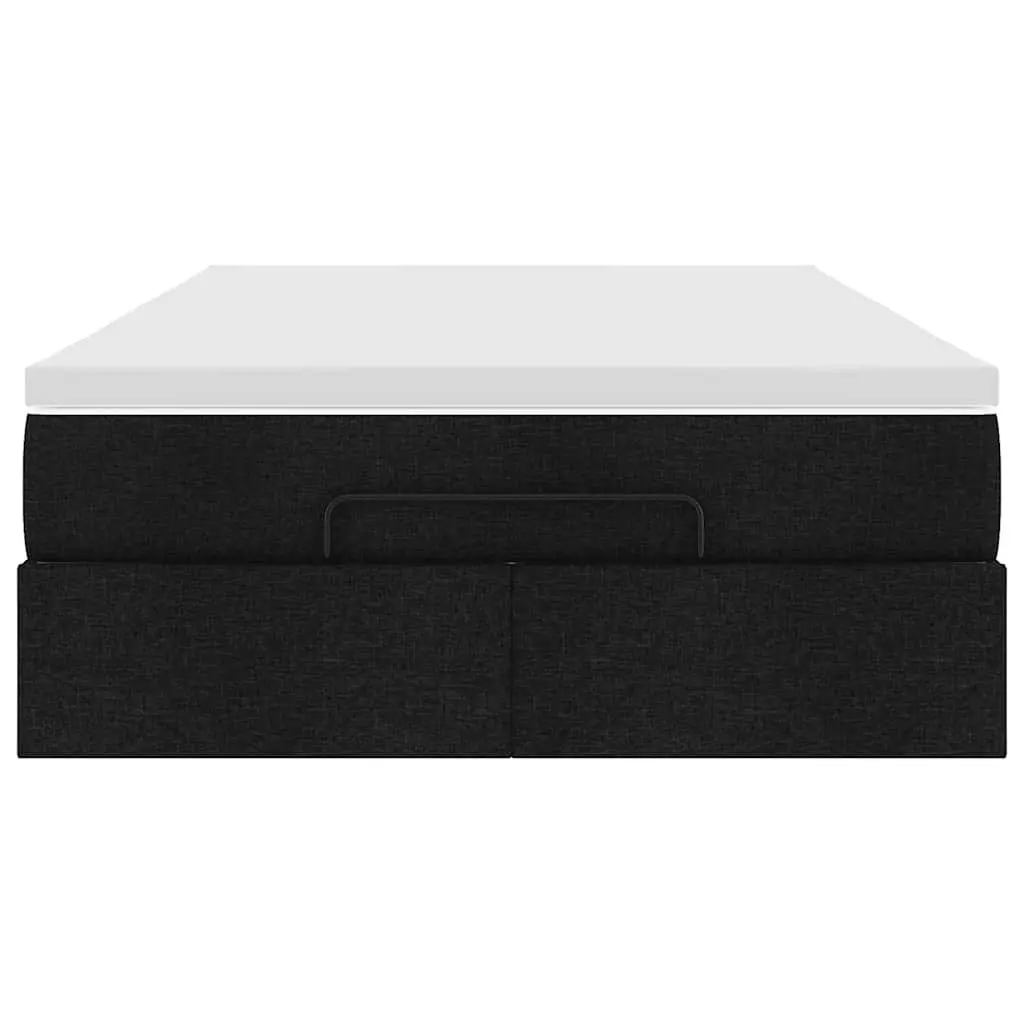 Ottoman Bed Fabric King Single Black Storage Lift Up Frame with Pocket Spring