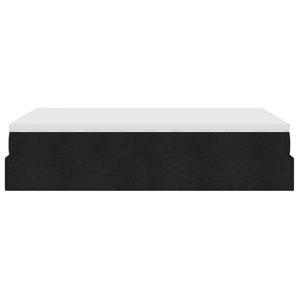 Ottoman Bed Fabric King Single Black Storage Lift Up Frame with Pocket Spring