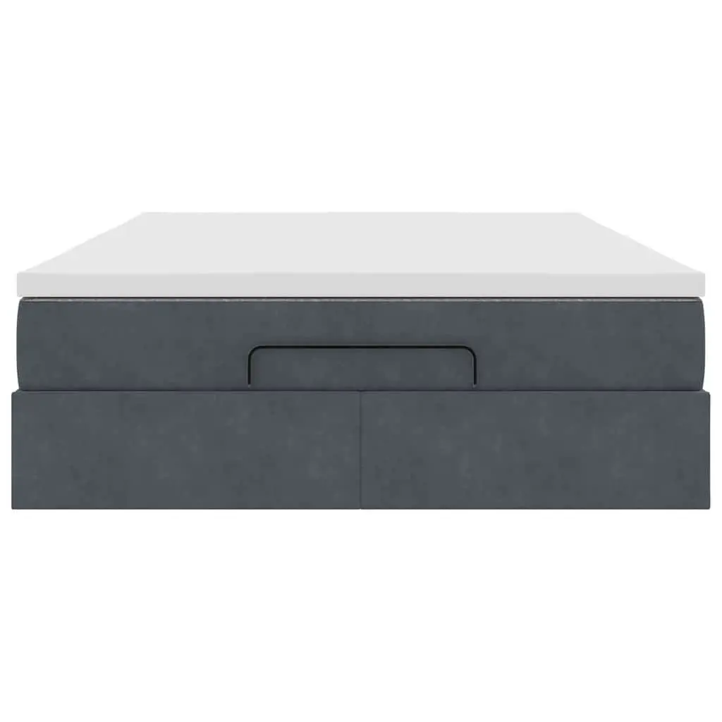 Ottoman Bed Double Velvet Grey with Pocket Spring Mattress and Hydraulic Lift Storage