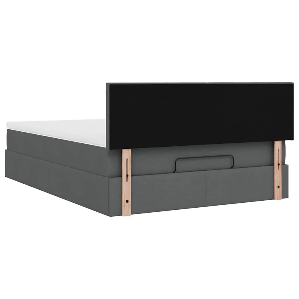 Queen Ottoman Bed Grey Fabric with Pocket Spring Mattress Hydraulic Lift Storage