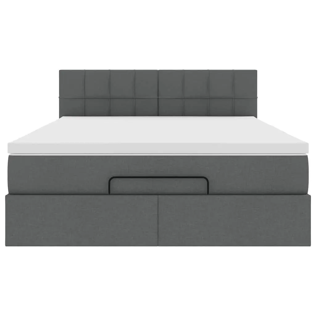 Ottoman Bed Queen Size Pocket Spring Mattress Storage Grey Fabric