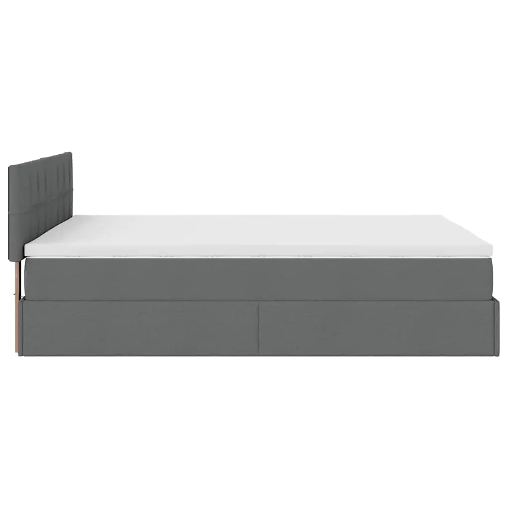 Ottoman Bed Queen Size Pocket Spring Mattress Storage Grey Fabric