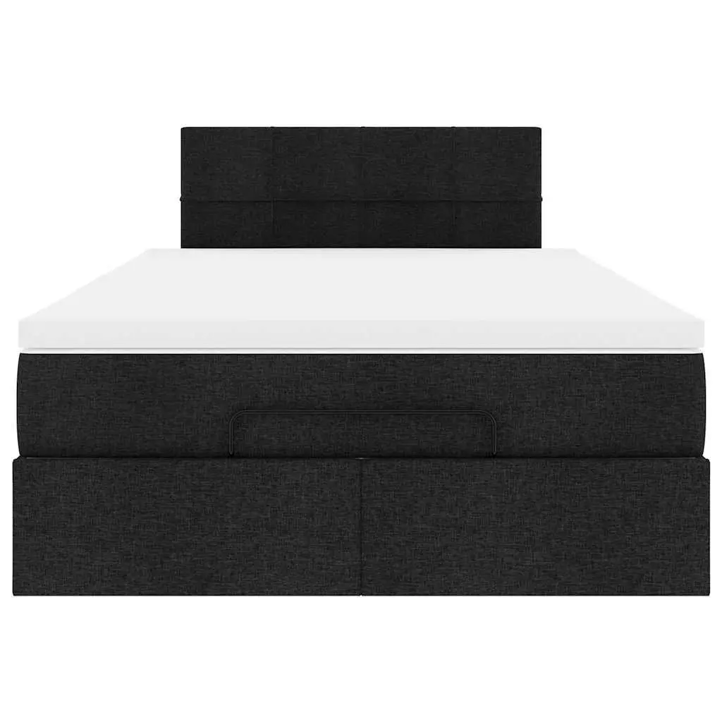 King Single Ottoman Bed with Pocket Spring Mattress Black Fabric Storage
