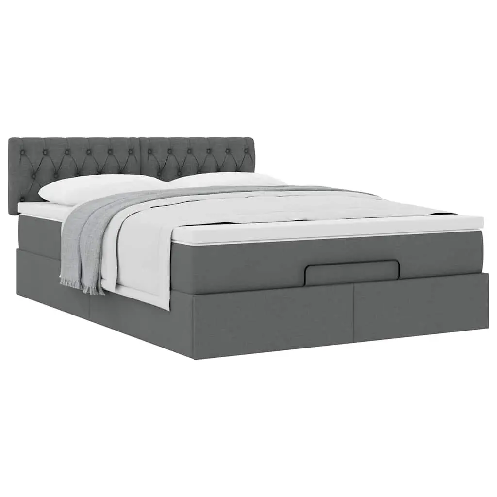 Ottoman Bed Queen Size Grey Fabric Pocket Spring Mattress Hydraulic Lift Storage