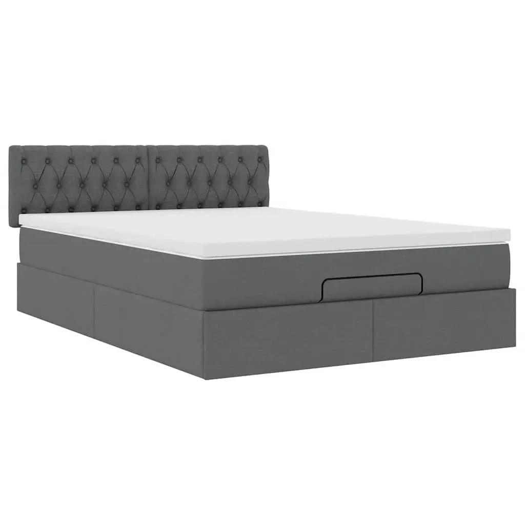 Ottoman Bed Queen Size Grey Fabric Pocket Spring Mattress Hydraulic Lift Storage
