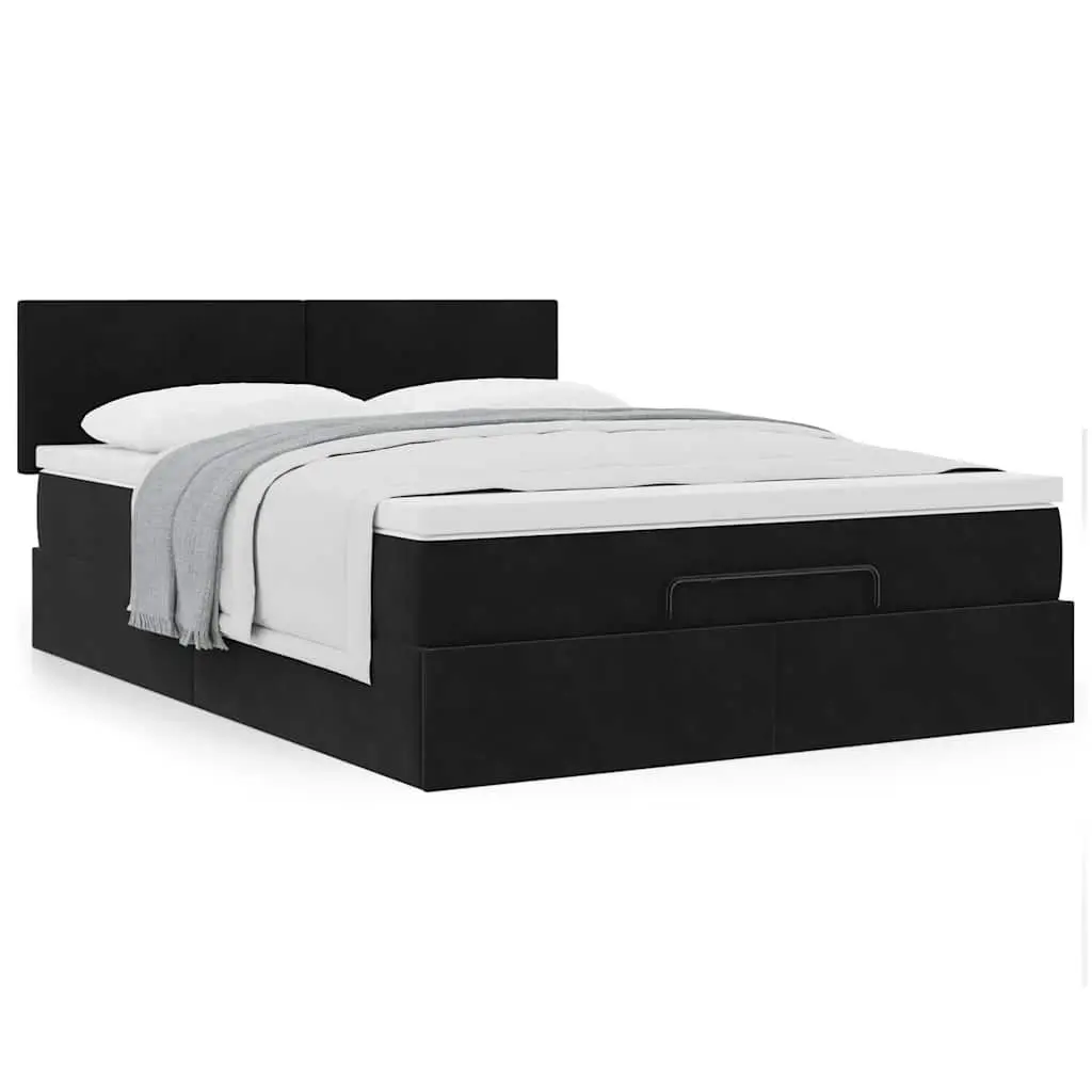 Black Velvet Ottoman Bed with Lift Storage