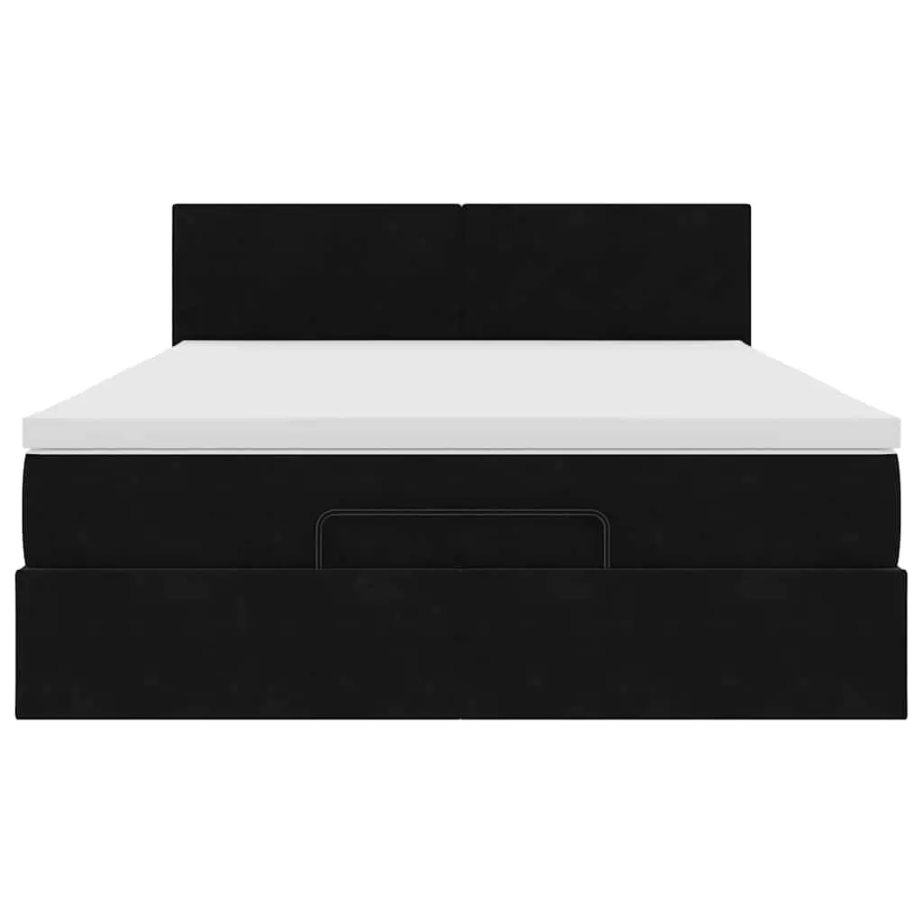 Black Velvet Ottoman Bed with Lift Storage