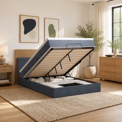 Practical Grey Ottoman Bed with Storage for Your Home