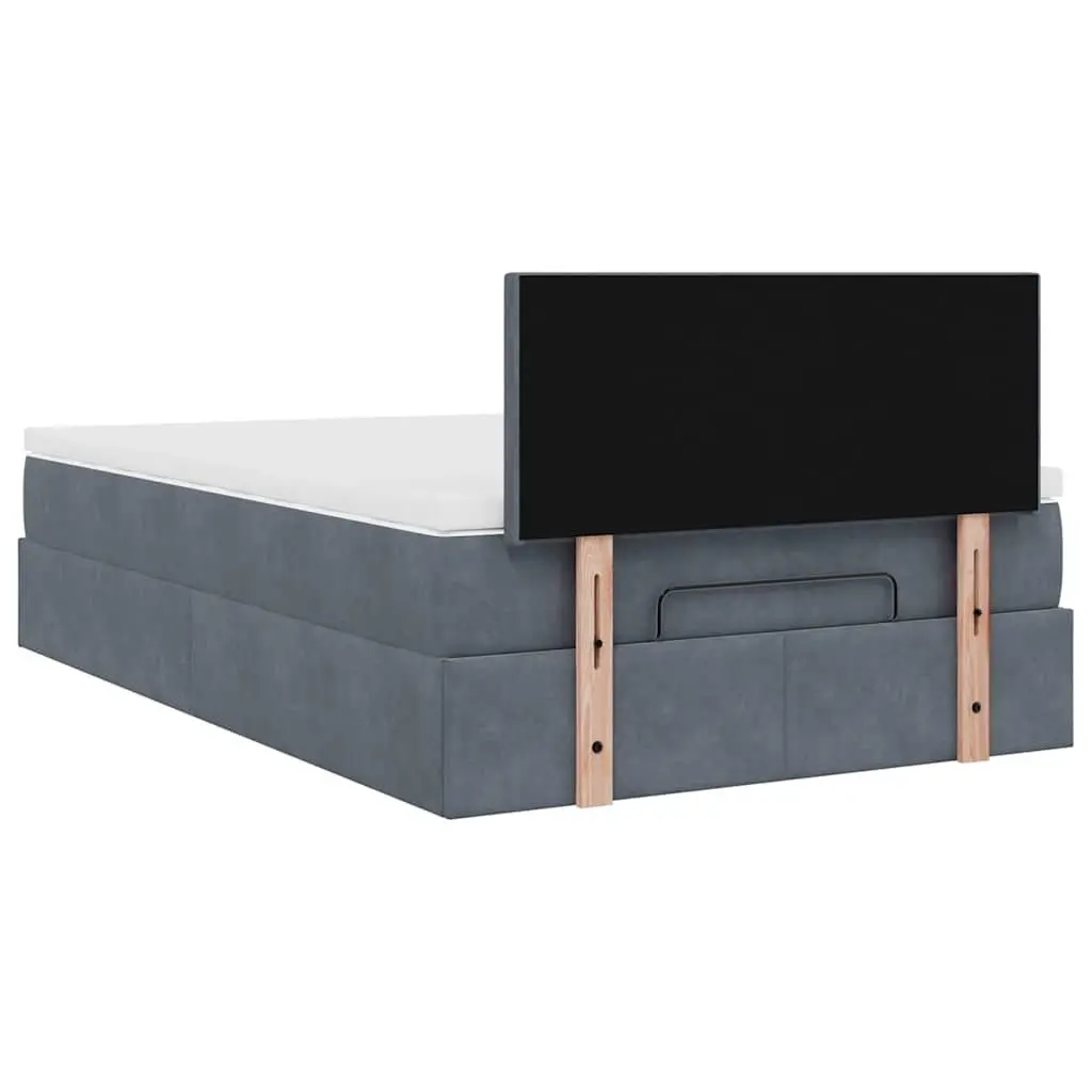 Ottoman Bed with Mattress King Single Storage Lift Grey Velvet Pocket Spring