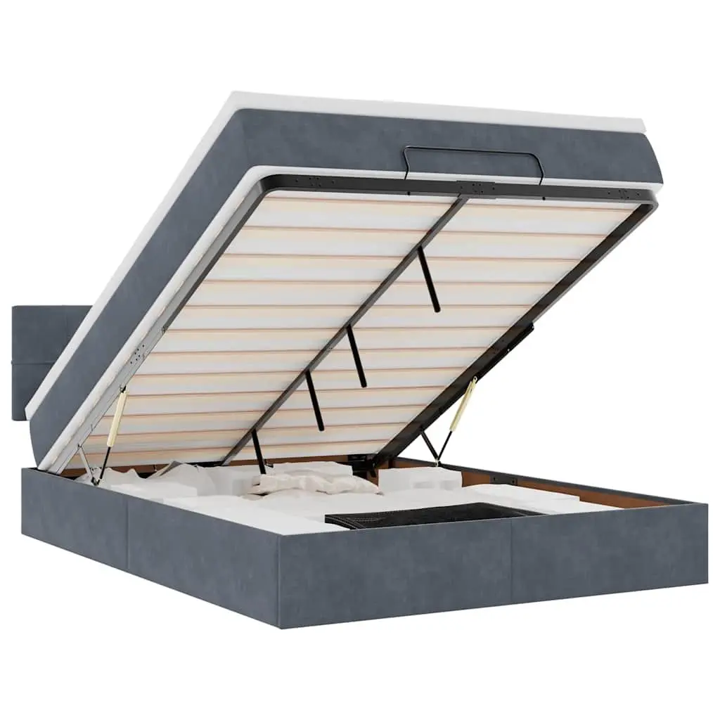 Grey Velvet Ottoman Bed