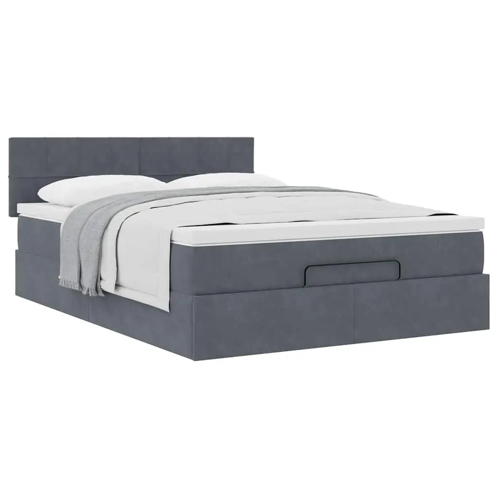 Grey Velvet Ottoman Bed