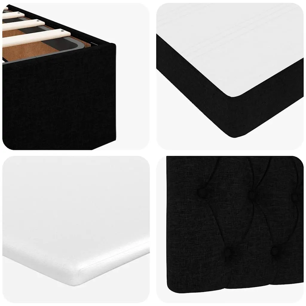 Double Ottoman Bed Velvet Black with Pocket Spring Mattress and Hydraulic Lift Storage