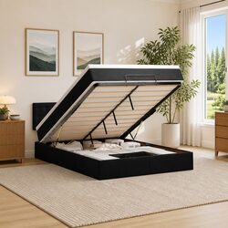 Functional Ottoman Bed with Lift Mechanism and Mattress