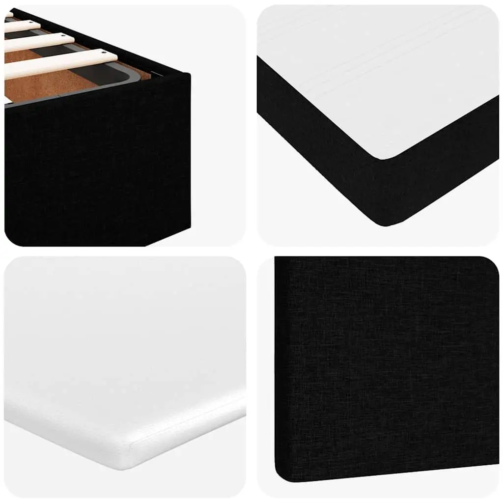 Double Ottoman Bed Pocket Spring Mattress Black Fabric Double Size