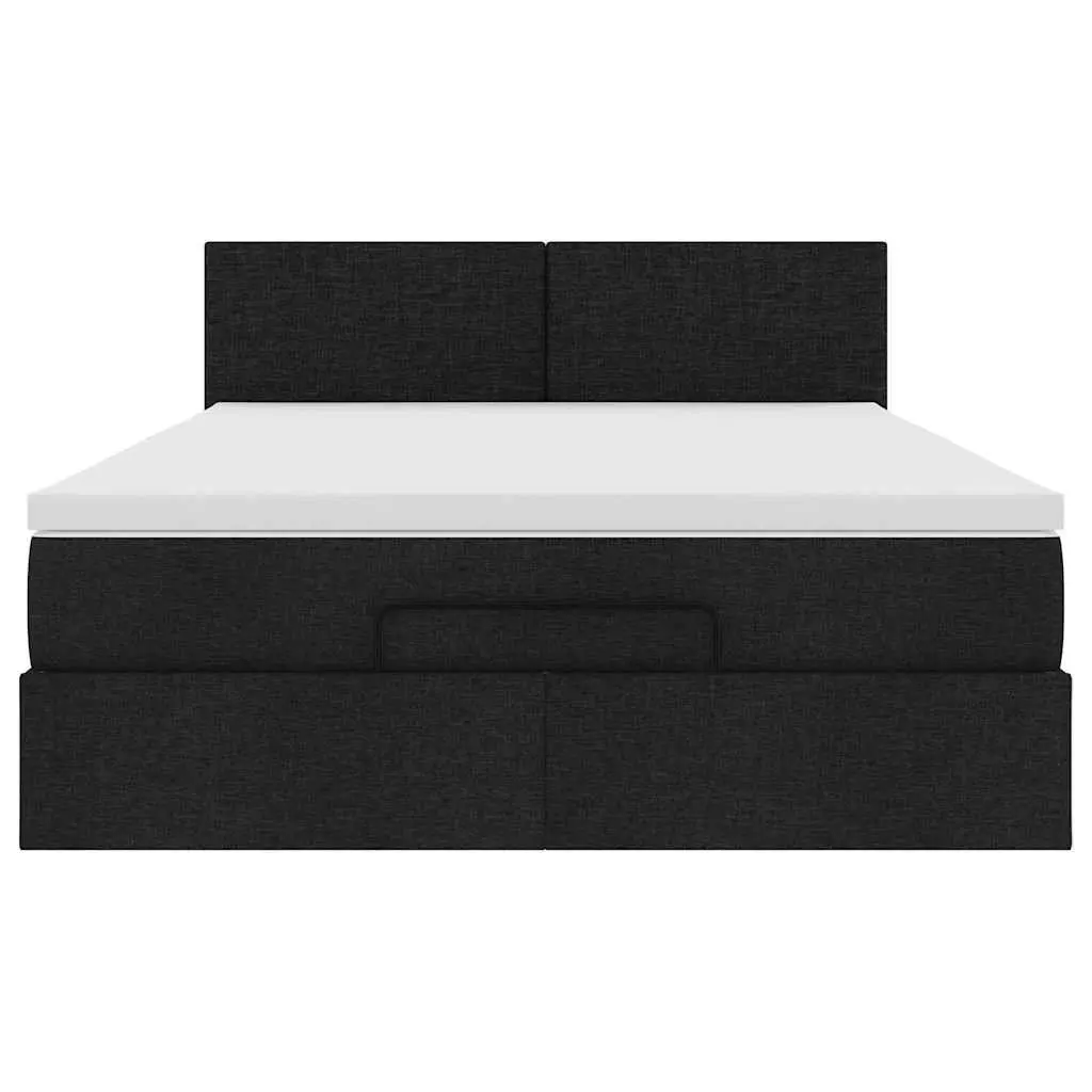 Double Ottoman Bed Pocket Spring Mattress Black Fabric Double Size