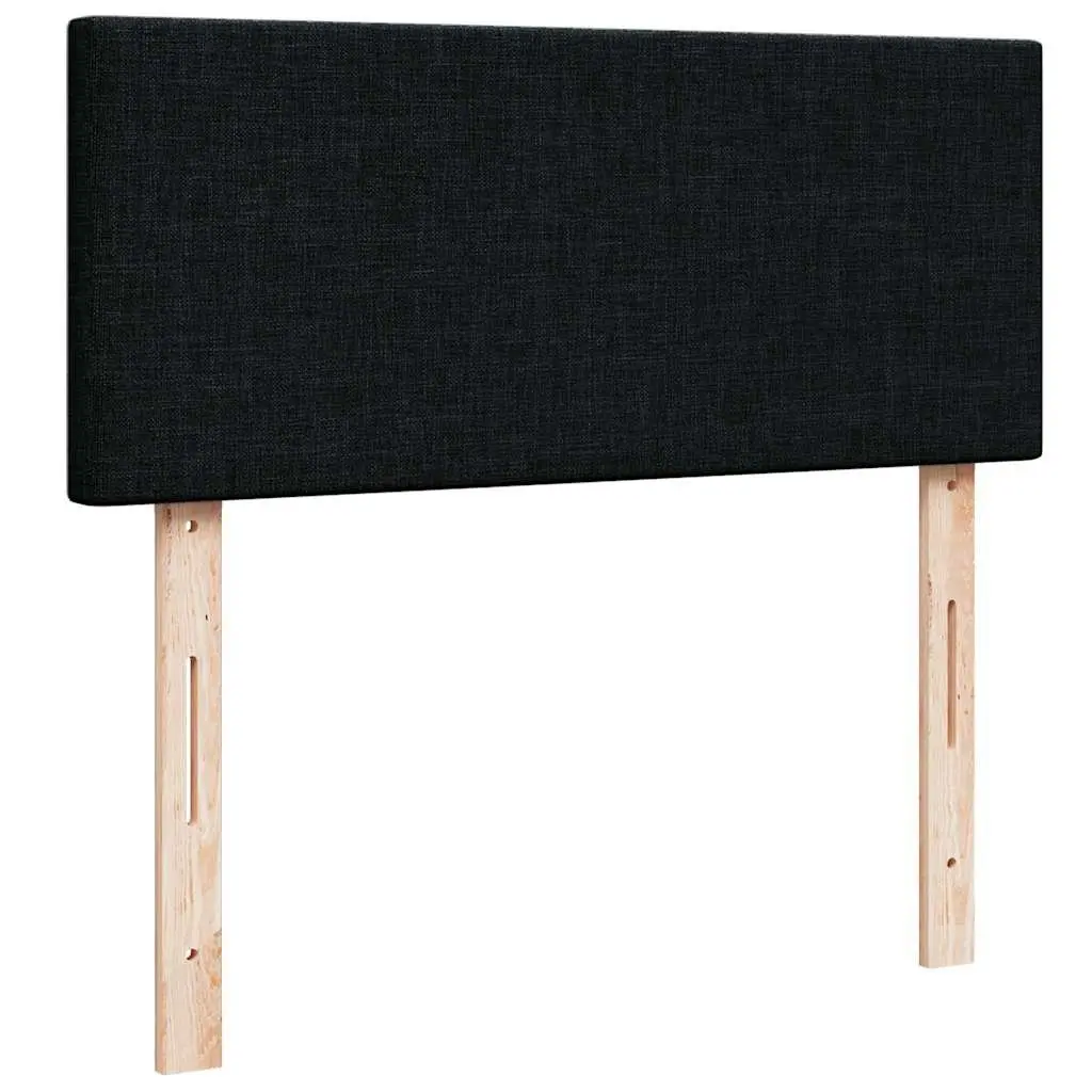 King Single Ottoman Bed Black Polyester with Pocket Spring Mattress and Adjustable LED Lights