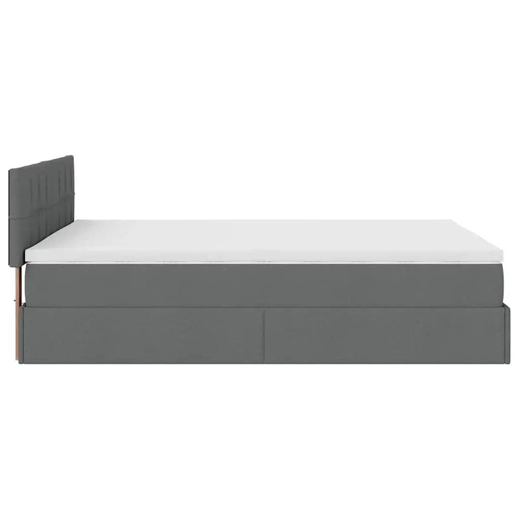 Queen Ottoman Bed Grey Fabric Hydraulic Lift Storage Pocket Spring Mattress LED Lighting