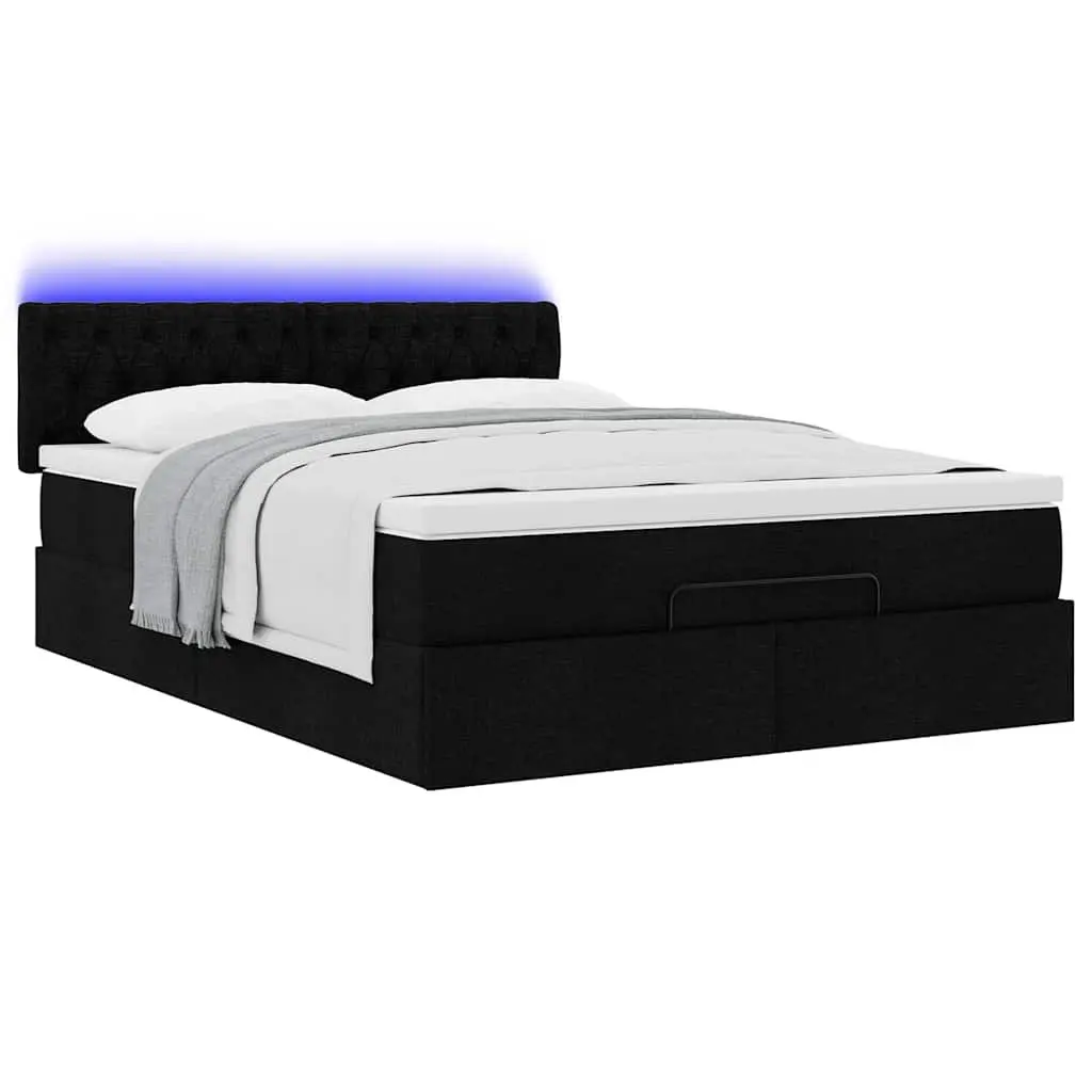 Double Ottoman Bed Pocket Spring Mattress Hydraulic Lift Storage Black Fabric