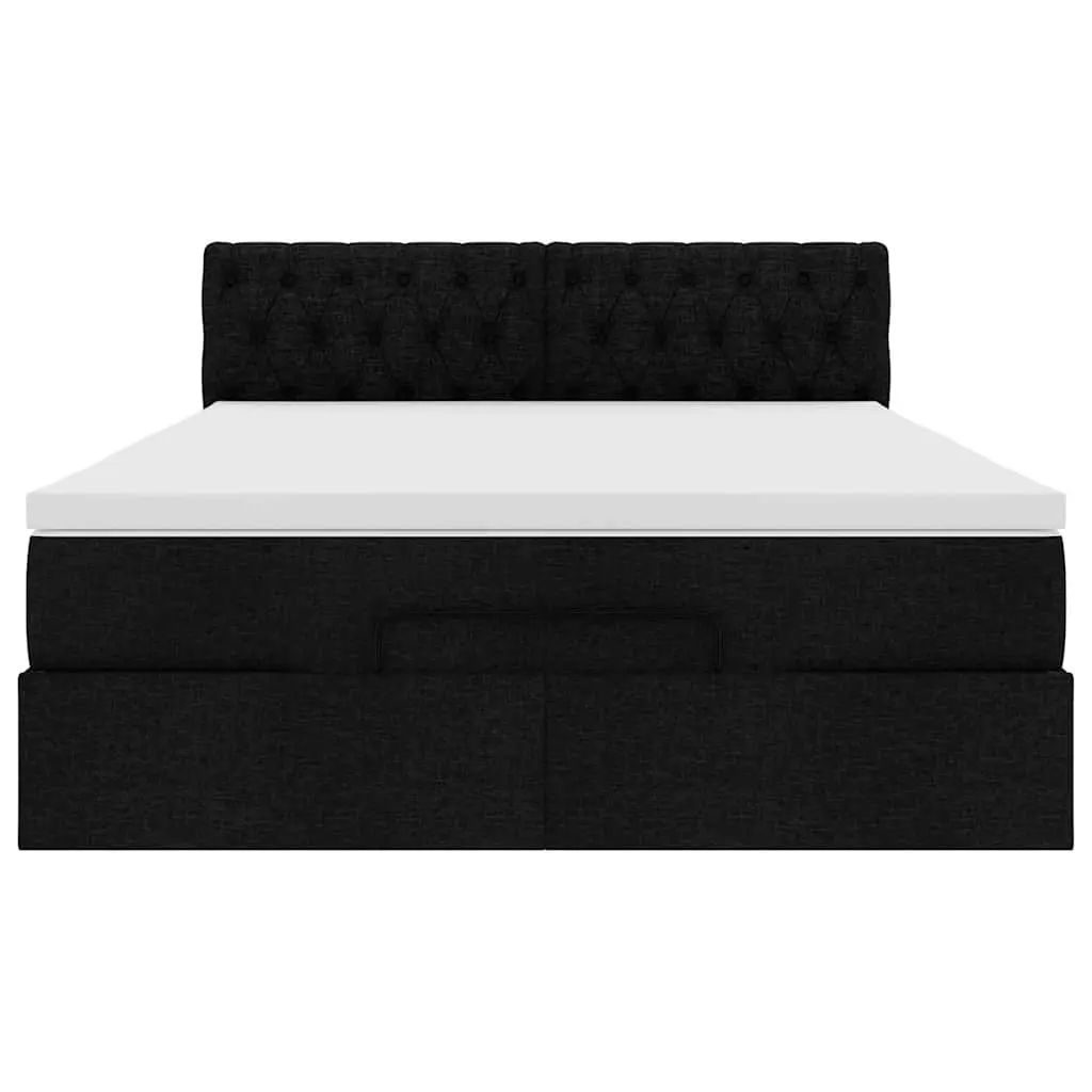 Double Ottoman Bed Pocket Spring Mattress Hydraulic Lift Storage Black Fabric